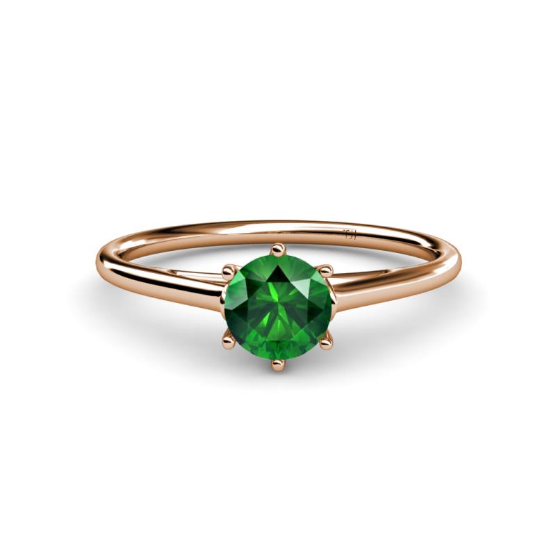 Verena 6.00 mm Round Emerald Solitaire Engagement Ring 