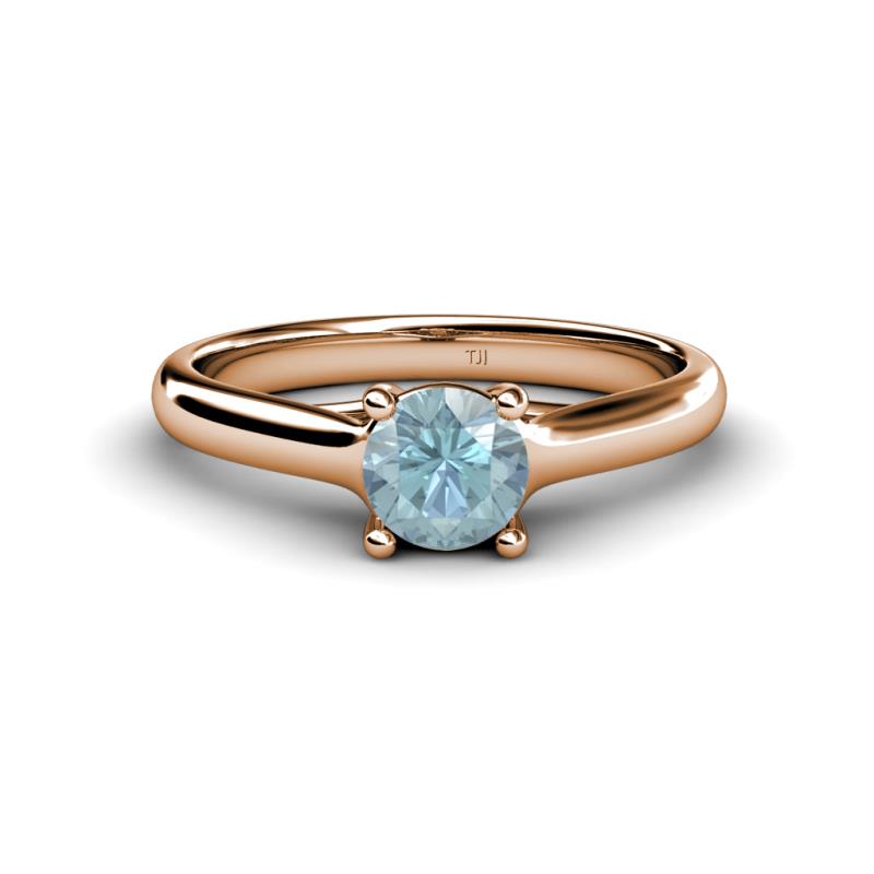 Corona Aquamarine Solitaire Engagement Ring 