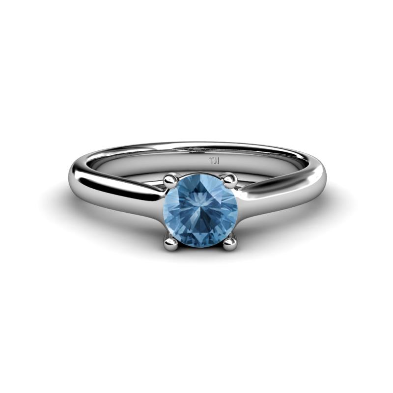 Corona Blue Topaz Solitaire Engagement Ring 