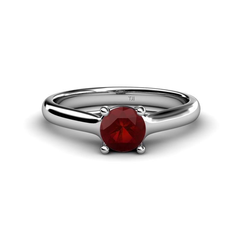 Corona Red Garnet Solitaire Engagement Ring 