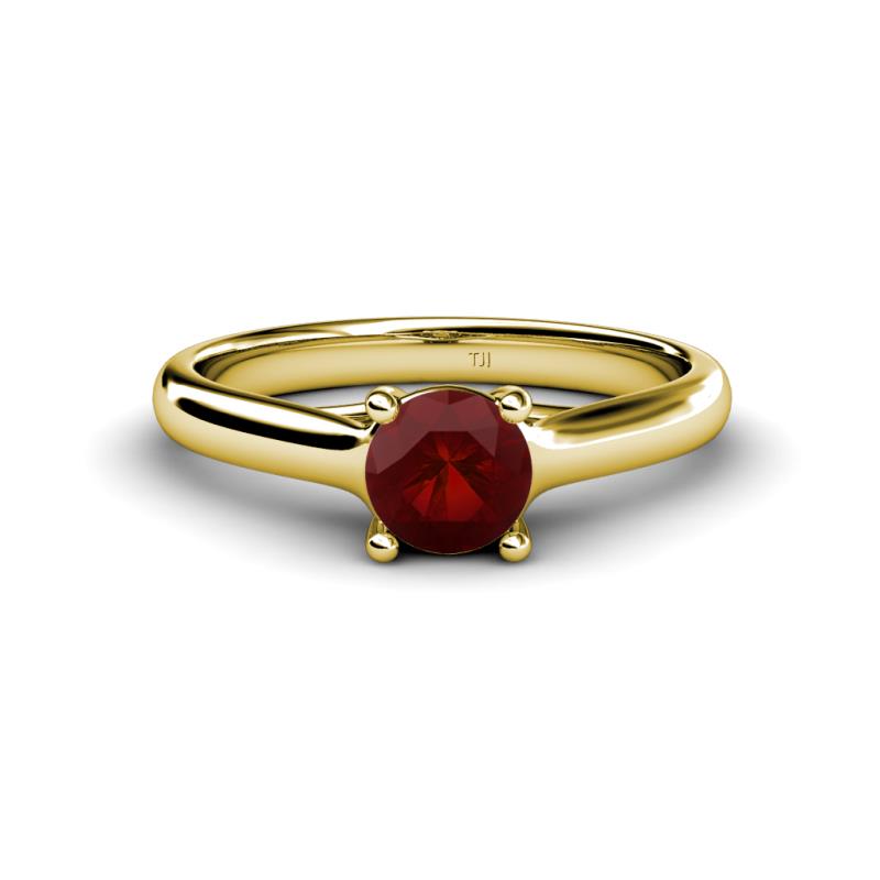 Corona Red Garnet Solitaire Engagement Ring 