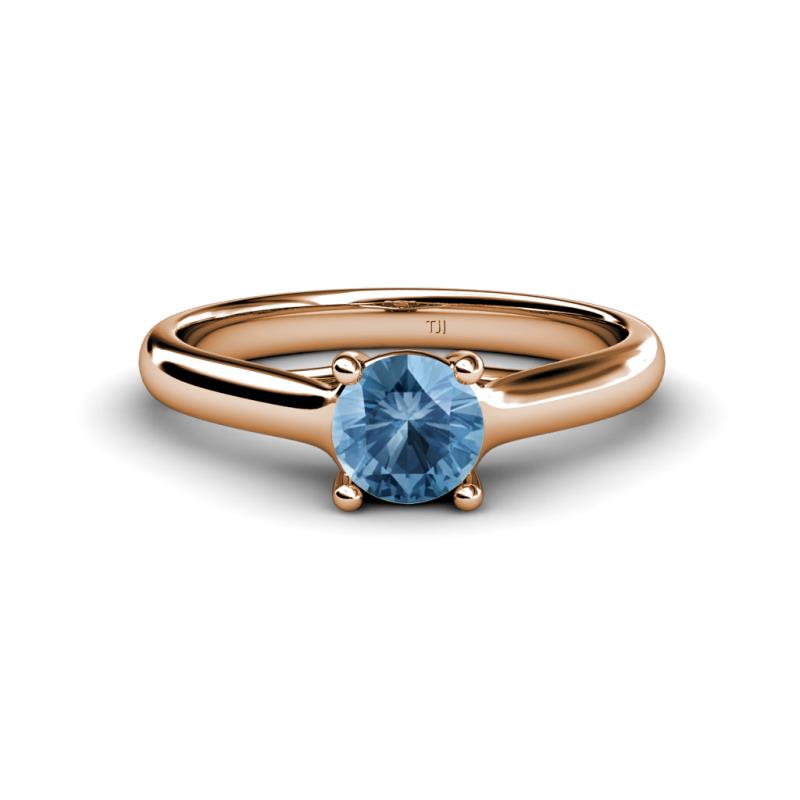 Corona Blue Topaz Solitaire Engagement Ring 