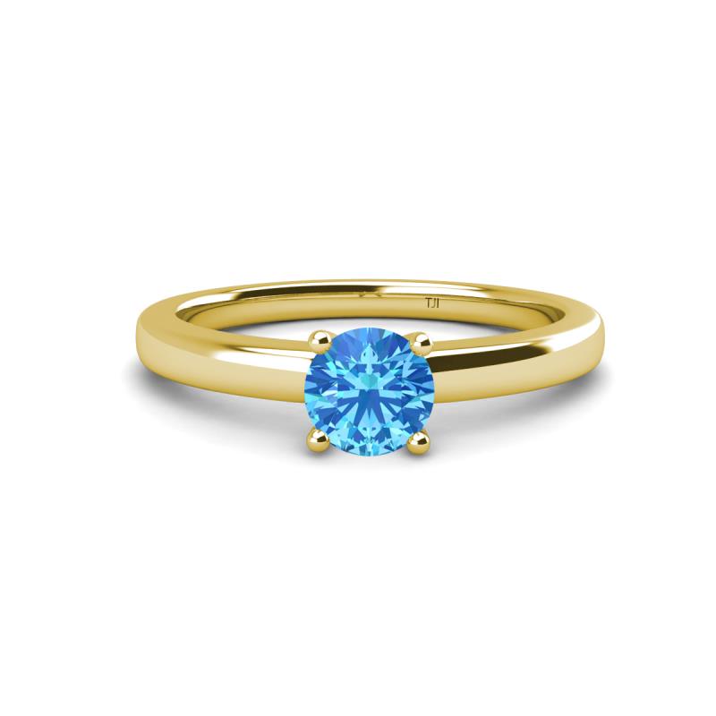 Kyle 6.50 mm Round Blue Topaz Solitaire Engagement Ring 