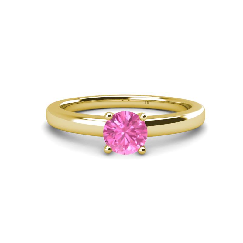 Kyle 6.00 mm Round Lab Created Pink Sapphire Solitaire Engagement Ring 