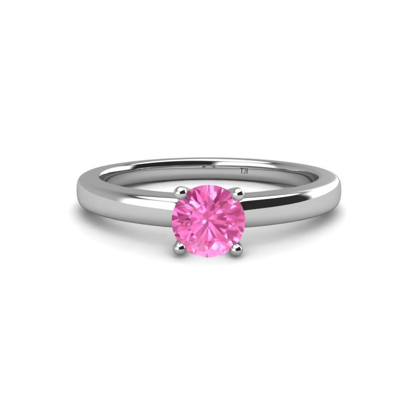 Kyle 6.00 mm Round Lab Created Pink Sapphire Solitaire Engagement Ring 