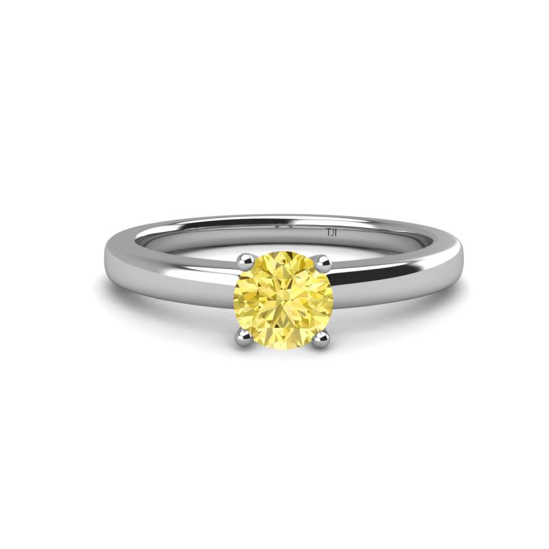 Kyle 6.00 mm Round Lab Created Yellow Sapphire Solitaire Engagement Ring 