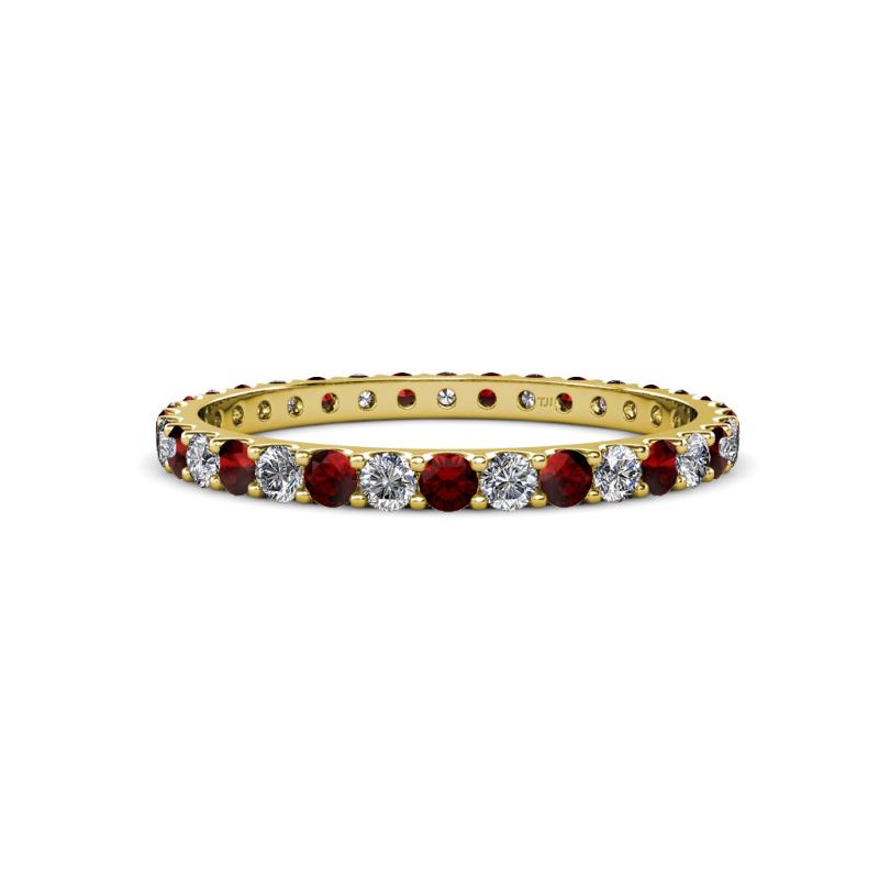 Audrey 2.00 mm Red Garnet and Diamond Eternity Band 