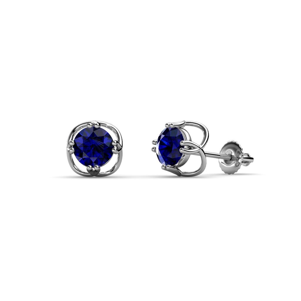 Alma Blue Sapphire (5mm) Open Tulip Stud Earrings 