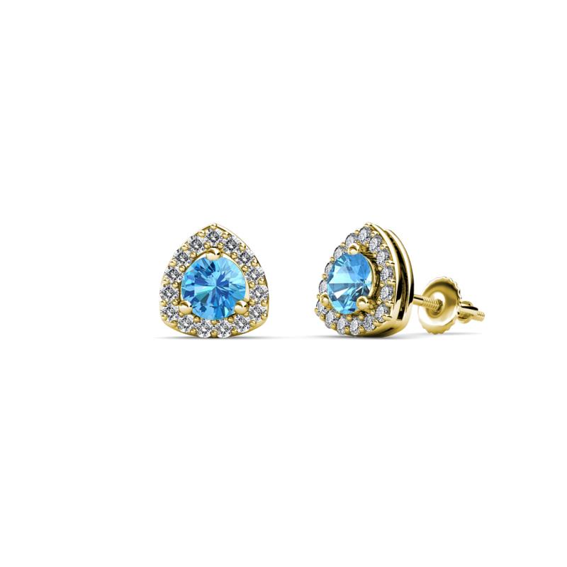 Alkina Blue Topaz and Diamond Stud Earrings 