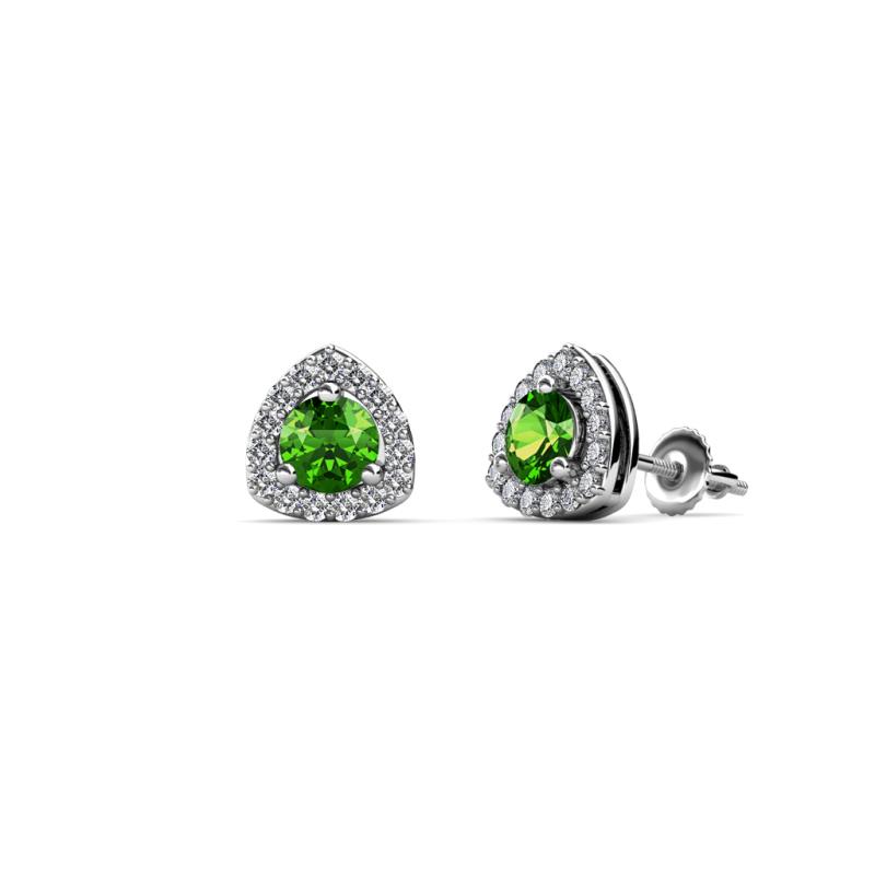 Alkina Green Garnet and Diamond Stud Earrings 