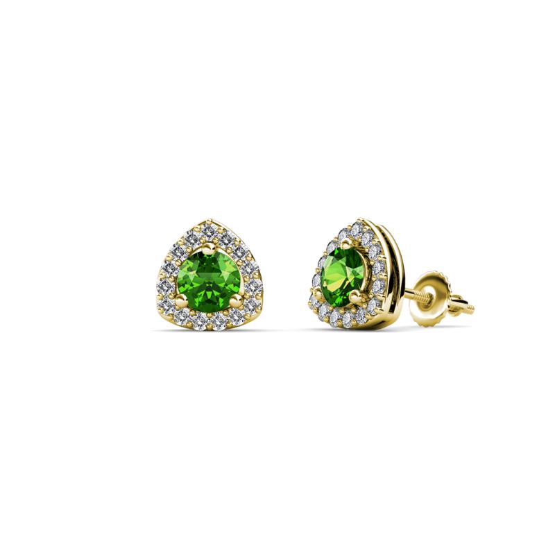 Alkina Green Garnet and Diamond Stud Earrings 