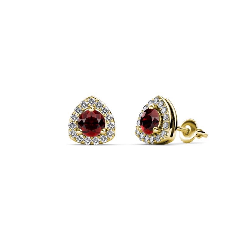 Alkina Red Garnet and Diamond Stud Earrings 