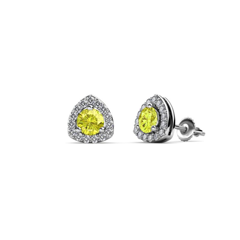 Alkina Yellow and White Diamond Stud Earrings 