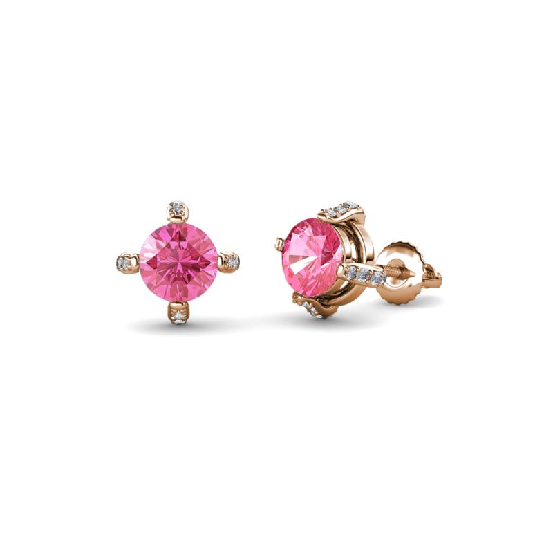 Ceyla Pink Tourmaline and Diamond Stud Earrings 