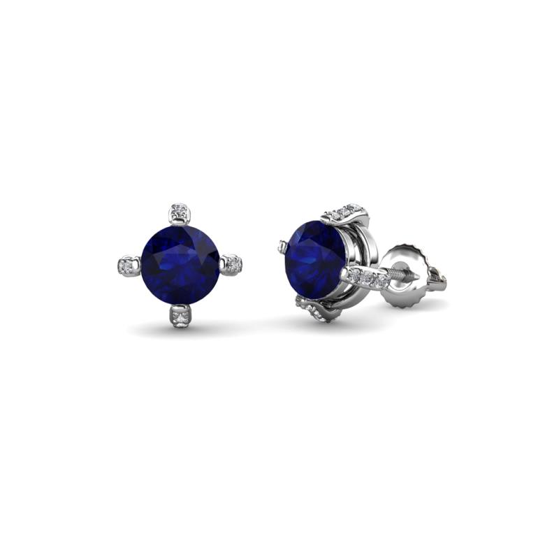 Ceyla Blue Sapphire and Diamond Stud Earrings 