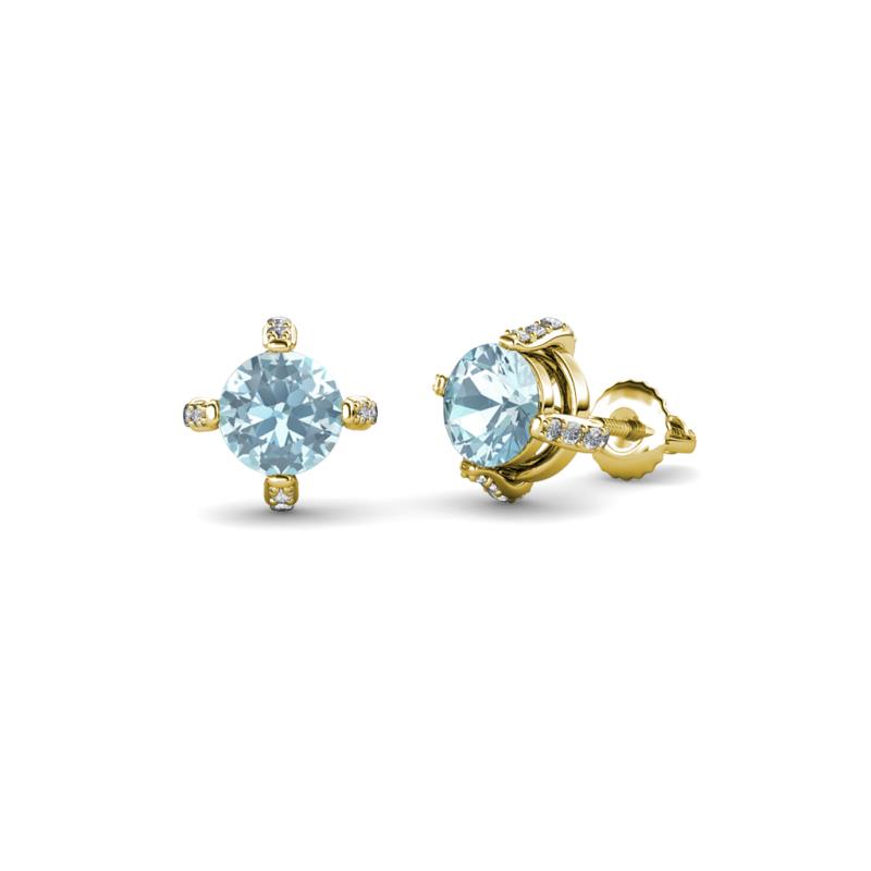 Ceyla Aquamarine and Diamond Stud Earrings 