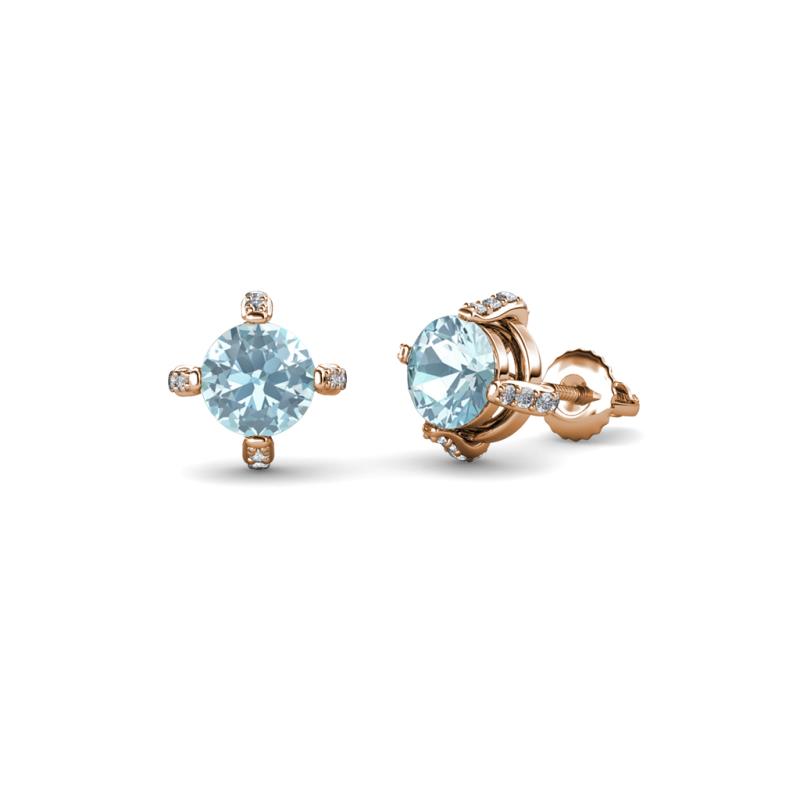 Ceyla Aquamarine and Diamond Stud Earrings 