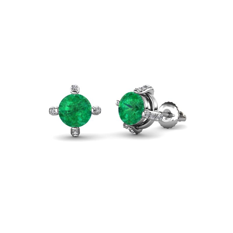 Ceyla Emerald and Diamond Stud Earrings 
