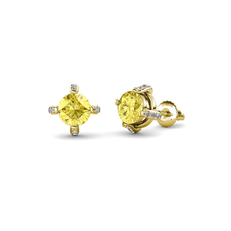 Ceyla Lab Created Yellow Sapphire and Diamond Stud Earrings 