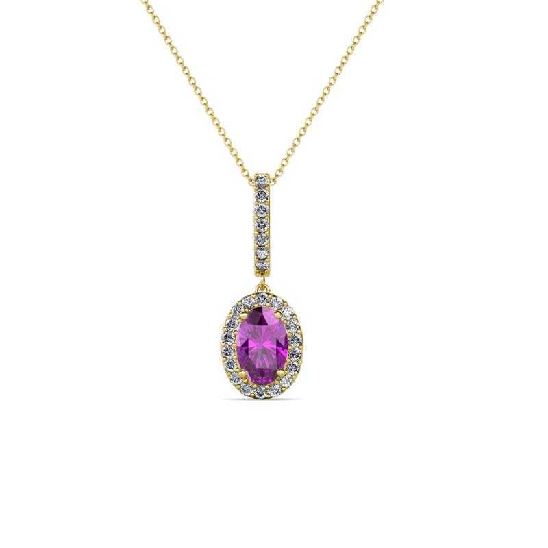 Glenn Petite Amethyst and Diamond Womens Halo Pendant 