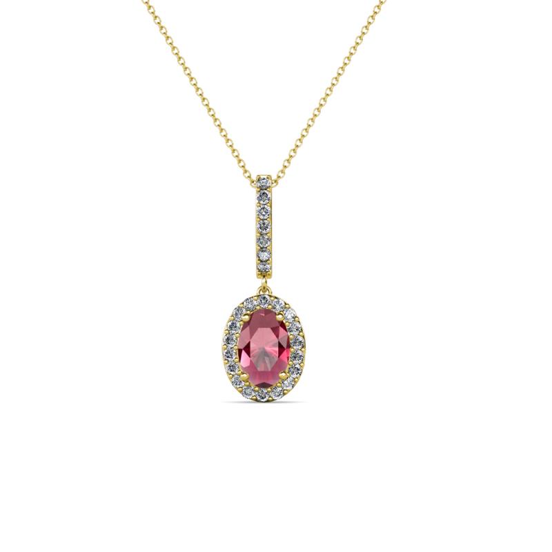 Glenn Petite Rhodolite Garnet and Diamond Womens Halo Pendant 