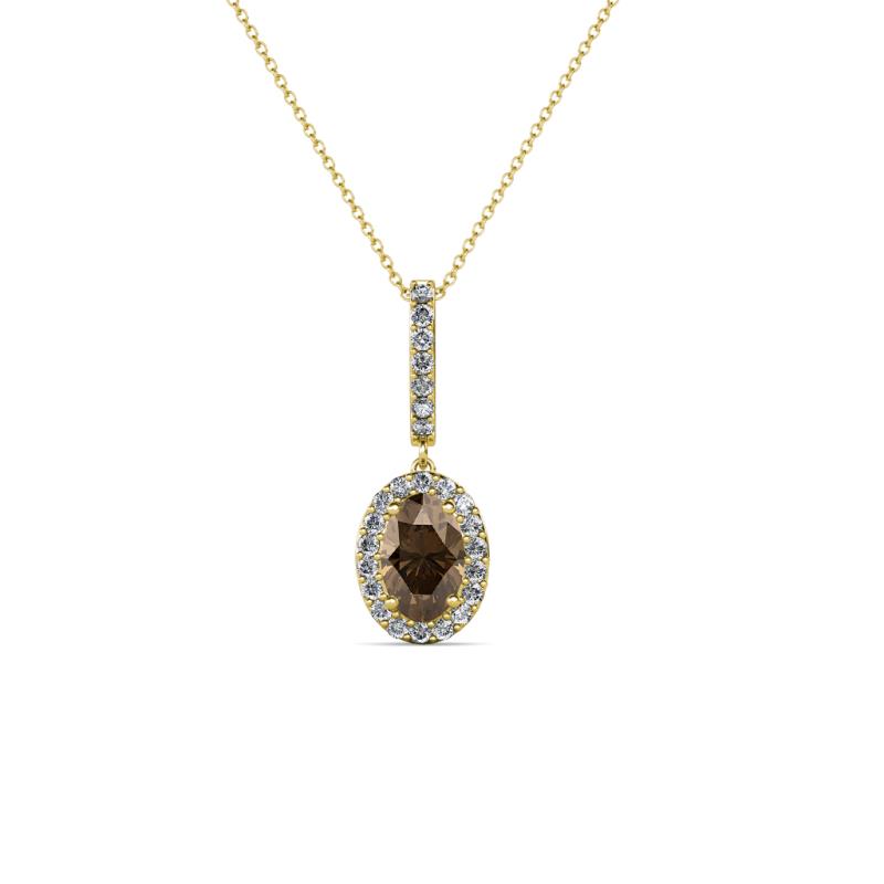 Glenn Petite Smoky Quartz and Diamond Womens Halo Pendant 