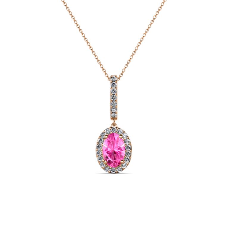 Glenn Petite Pink Sapphire and Diamond Womens Halo Pendant 