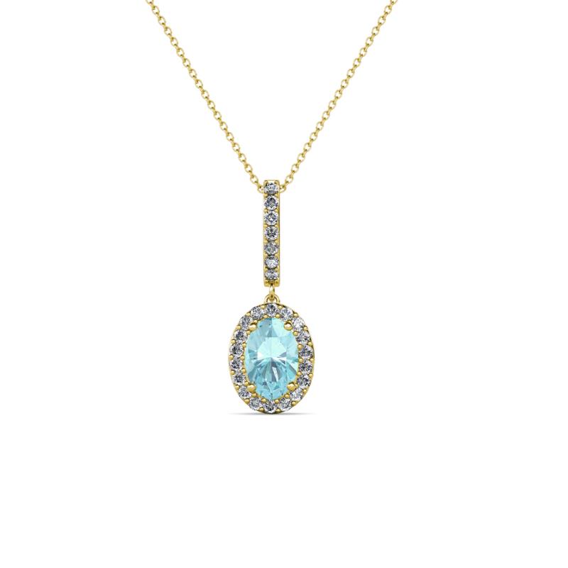 Glenn Petite Aquamarine and Diamond Womens Halo Pendant 