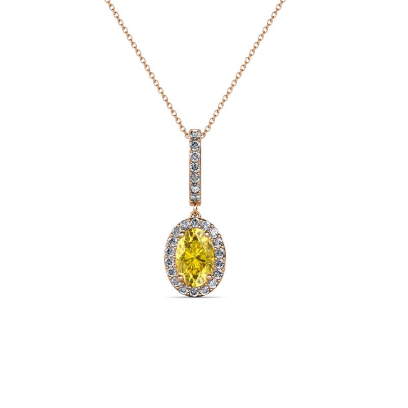 Glenn Petite Yellow Sapphire and Diamond Womens Halo Pendant 