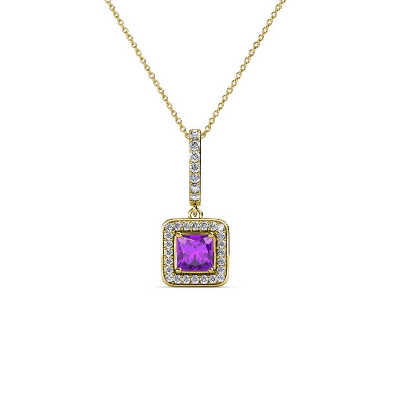 Deana Amethyst and Diamond Womens Halo Pendant Necklace 