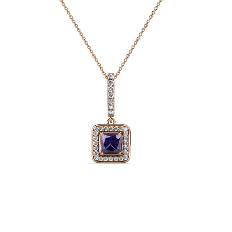 Deana Iolite and Diamond Womens Halo Pendant Necklace 