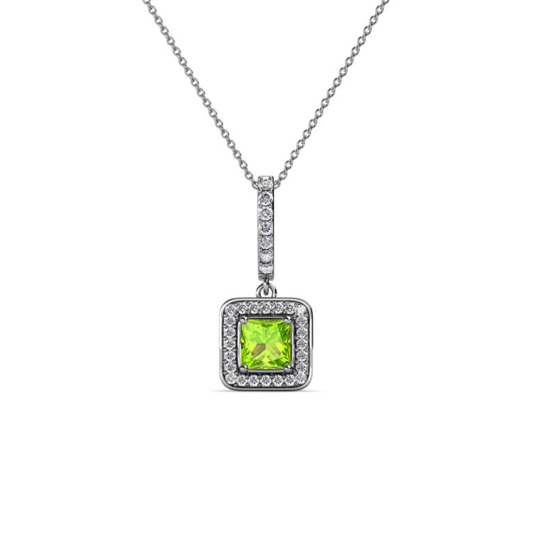 Deana Peridot and Diamond Womens Halo Pendant Necklace 