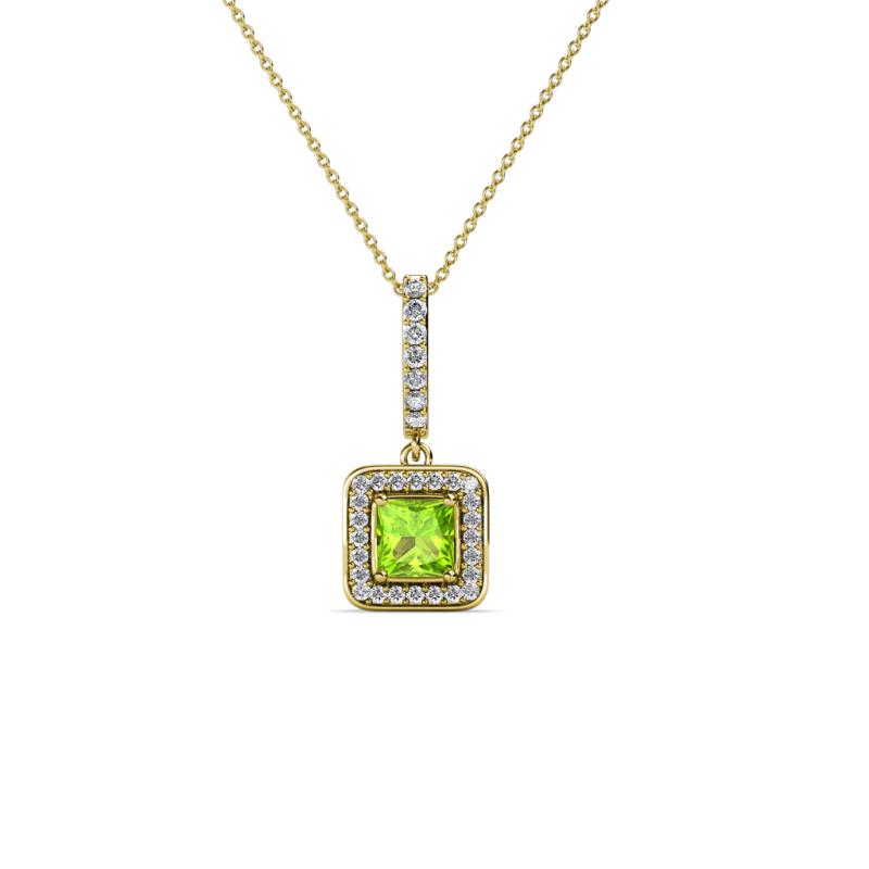 Deana Peridot and Diamond Womens Halo Pendant Necklace 