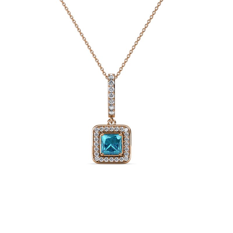 Deana London Blue Topaz and Diamond Womens Halo Pendant Necklace 