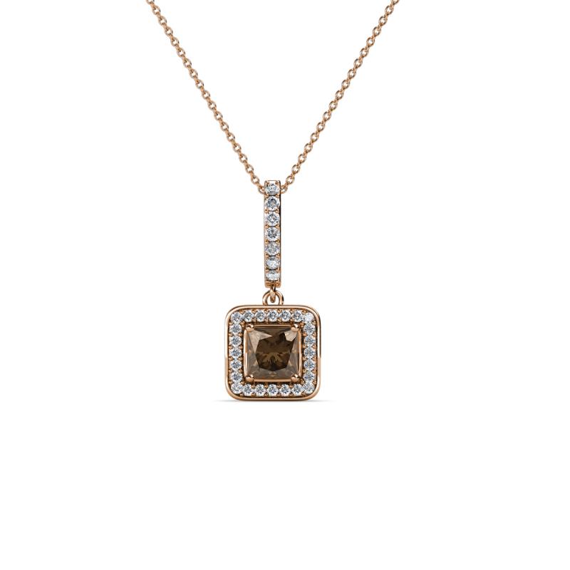 Deana Smoky Quartz and Diamond Womens Halo Pendant Necklace 