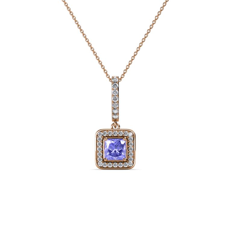 Deana Tanzanite and Diamond Womens Halo Pendant Necklace 