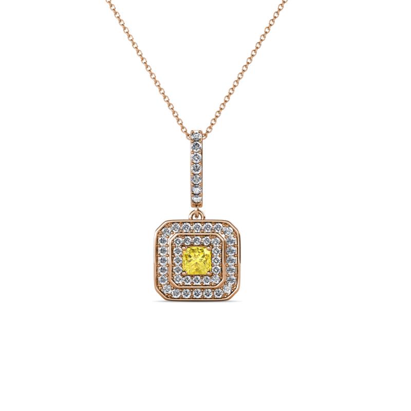 Debbie Yellow Sapphire and Diamond Double Halo Pendant 