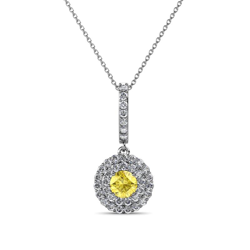 Alva Yellow Sapphire and Diamond Double Halo Pendant 