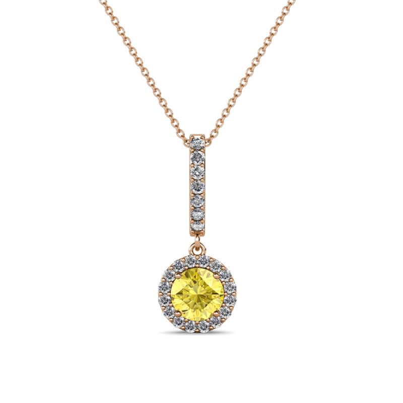 Beth Yellow Sapphire and Diamond Halo Pendant 