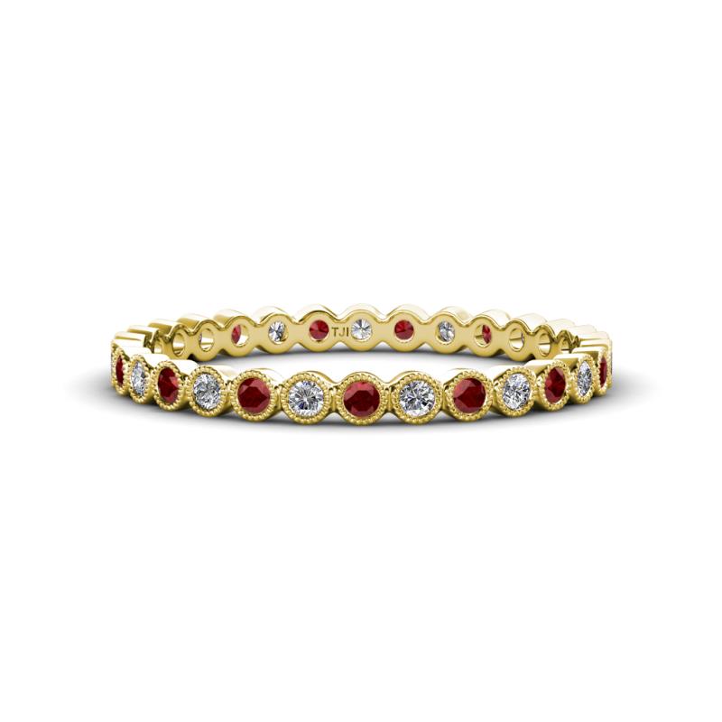 Arria 2.00 mm Red Garnet and Diamond Eternity Band 