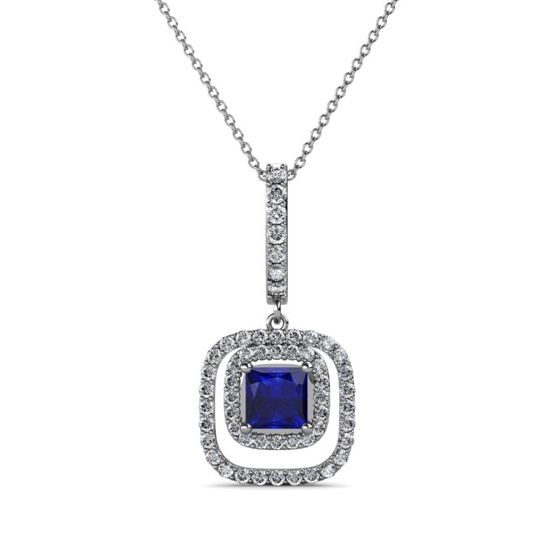 Rosalyn Blue Sapphire and Diamond Halo Pendant 