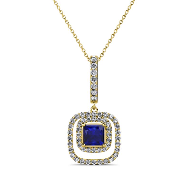 Rosalyn Blue Sapphire and Diamond Halo Pendant 
