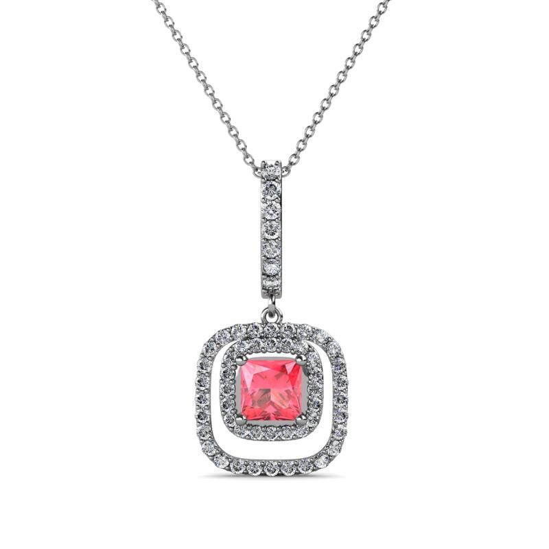 Rosalyn Pink Tourmaline and Diamond Halo Pendant 