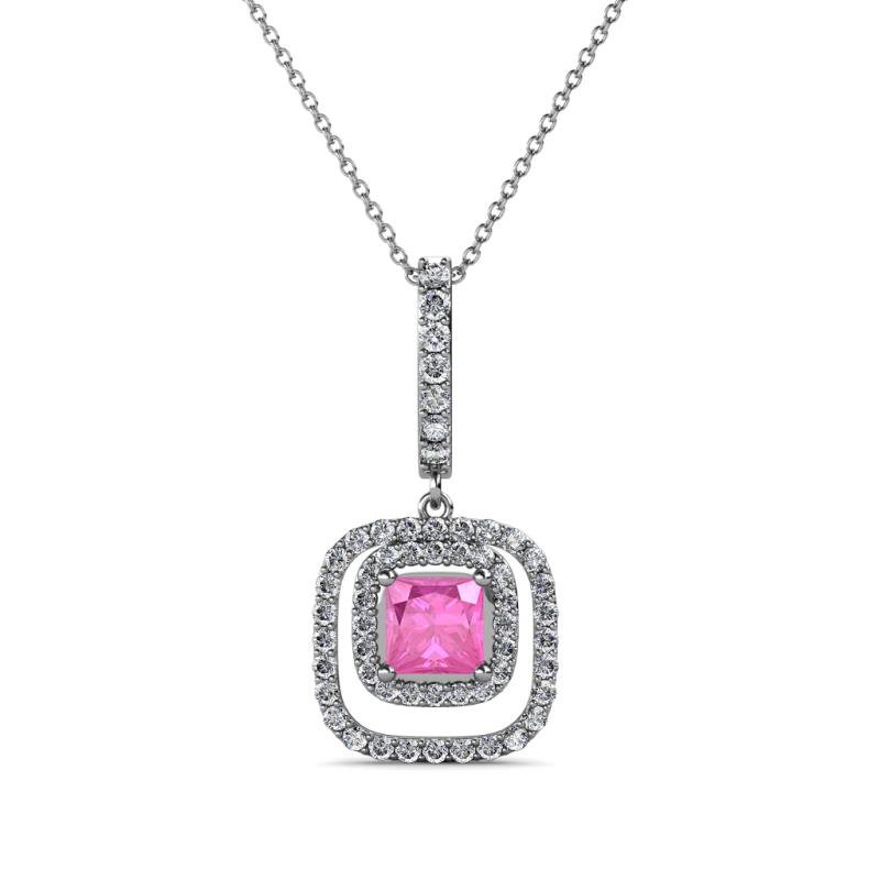 Rosalyn Pink Sapphire and Diamond Halo Pendant 