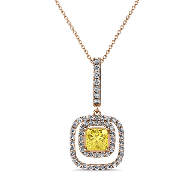 Rosalyn Yellow Sapphire and Diamond Halo Pendant 