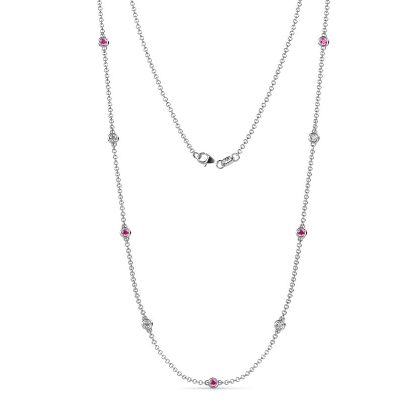 Adia (9 Stn/2.3mm) Pink Sapphire and Diamond on Cable Necklace 