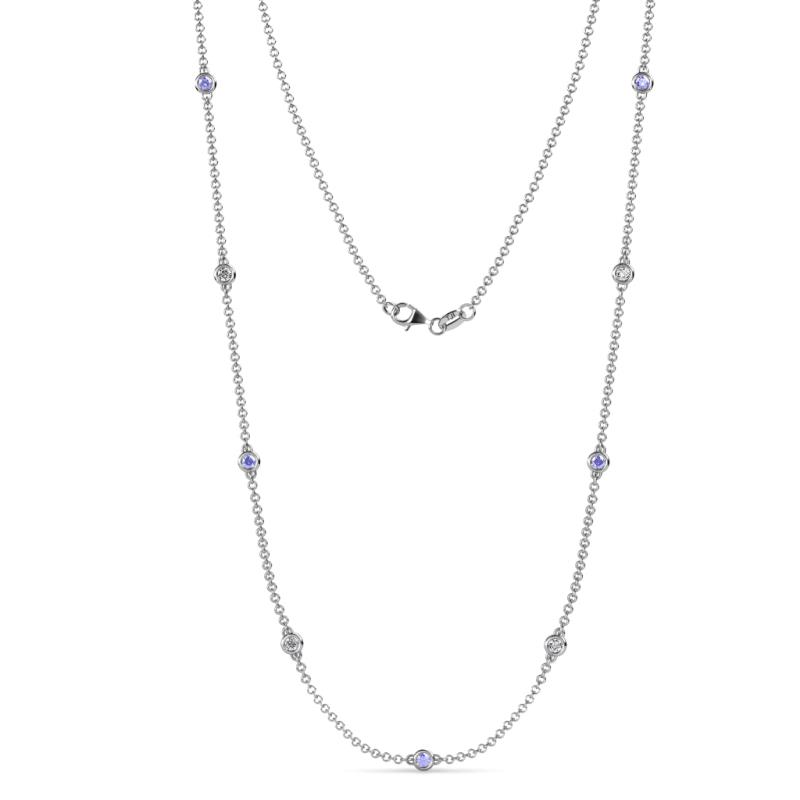 Adia (9 Stn/2.3mm) Tanzanite and Diamond on Cable Necklace 