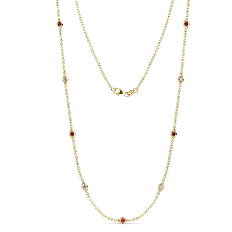 Adia (9 Stn/2.3mm) Ruby and Diamond on Cable Necklace 
