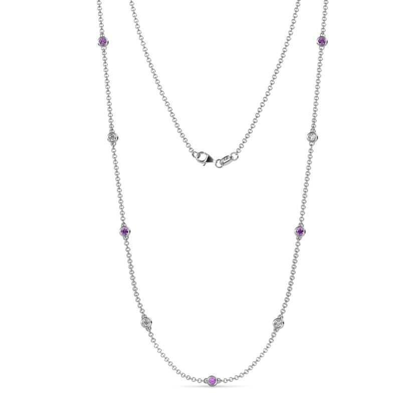 Adia (9 Stn/2.3mm) Amethyst and Diamond on Cable Necklace 