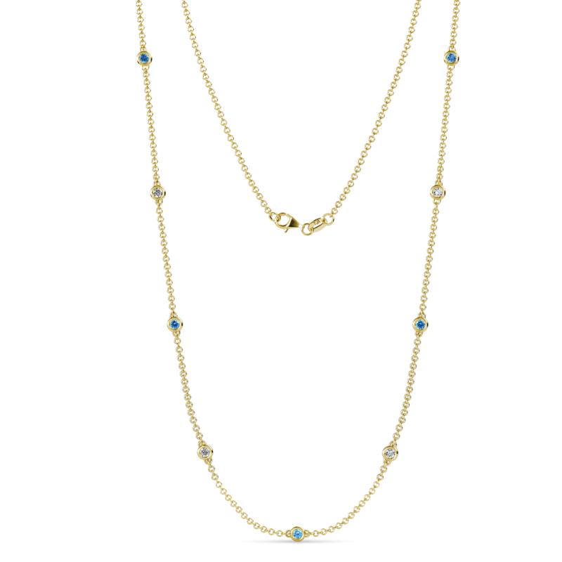Adia (9 Stn/2.3mm) Blue Topaz and Diamond on Cable Necklace 